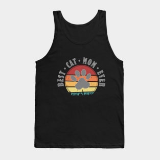 Best Cat Mom Ever Retro Sunset Vector Graphics Tank Top